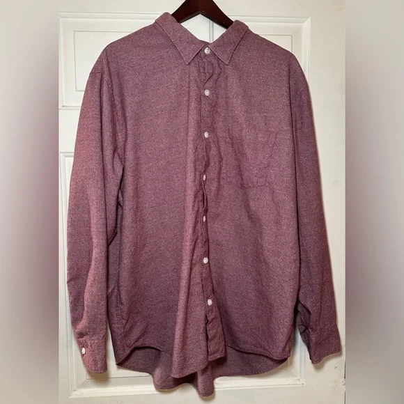 Bonobos Standard Fit Cotton Button-Up Shirt Men's Size 2XL Burgundy Long 